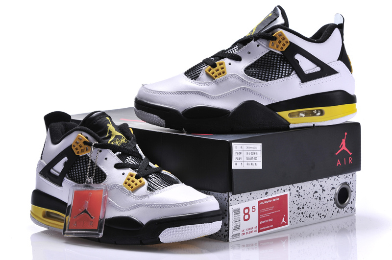 Air Jordan 4 Men Shoes White/Black/ Yellow Online